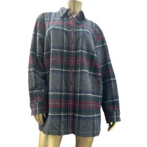 LAUREN RALPH LAUREN GREEN LABEL PLAID LAMBSWOOL COLLARED SHIRT SHACKET SIZE 1X
